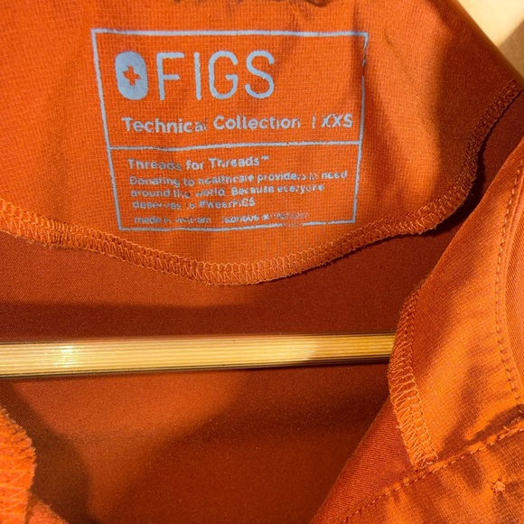 Figs Women's Button Down Shirt in Warm Orange - Picture 3 of 3